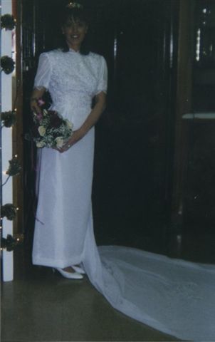 Taffeta..appliques over top..detachable chiffon train
